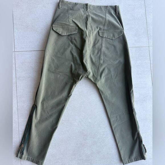 Nili Lotan Drop Crotch Army Pants with Ankle Zippers in Khaki Size 0 - Picture 6 of 10